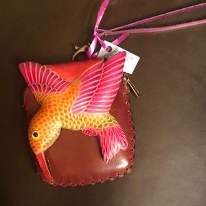 Leather wristlet purse